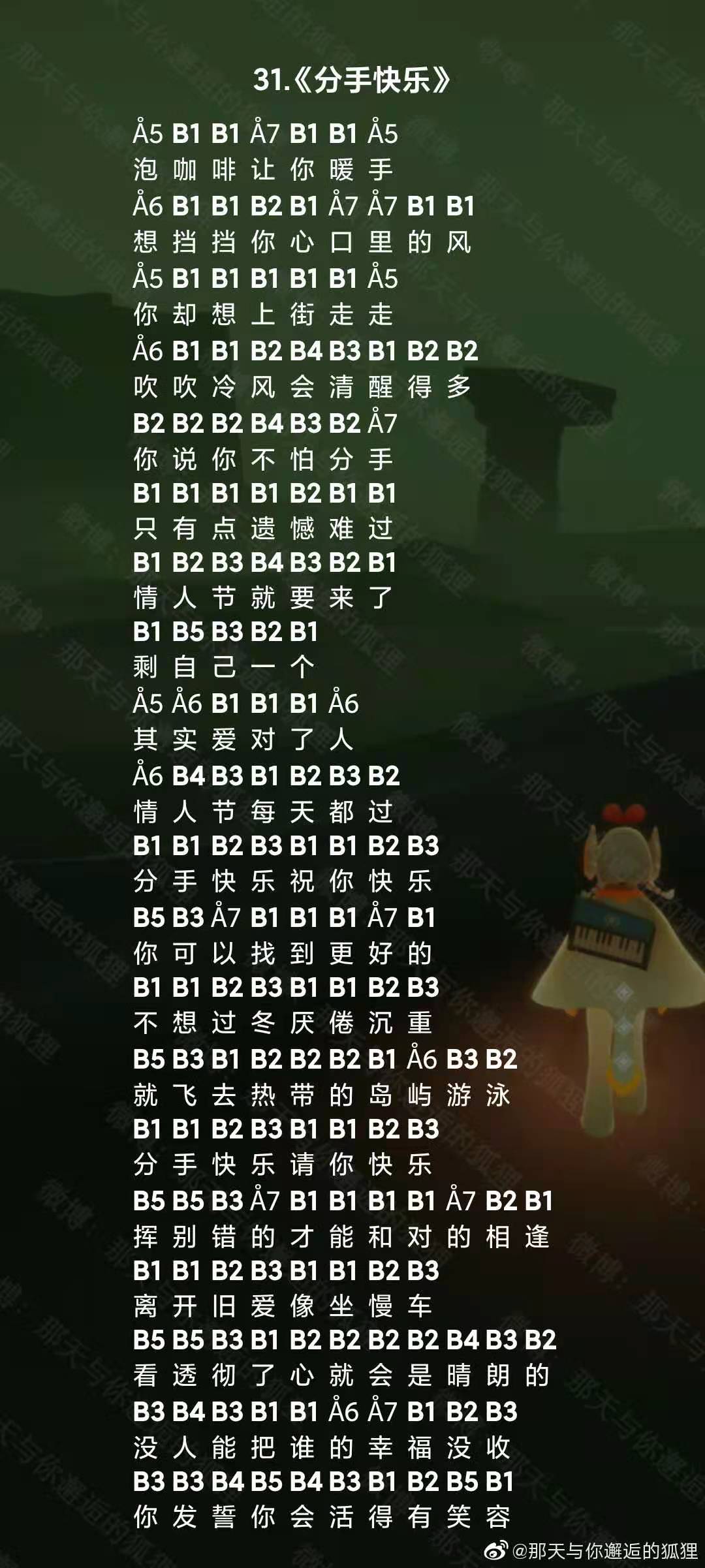 光遇琴谱一指完整版，光遇琴谱一指完整版寄明月  第1张
