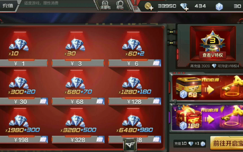 穿越火线手游v3要充多少钱，穿越火线手游从v3充到v4要多少